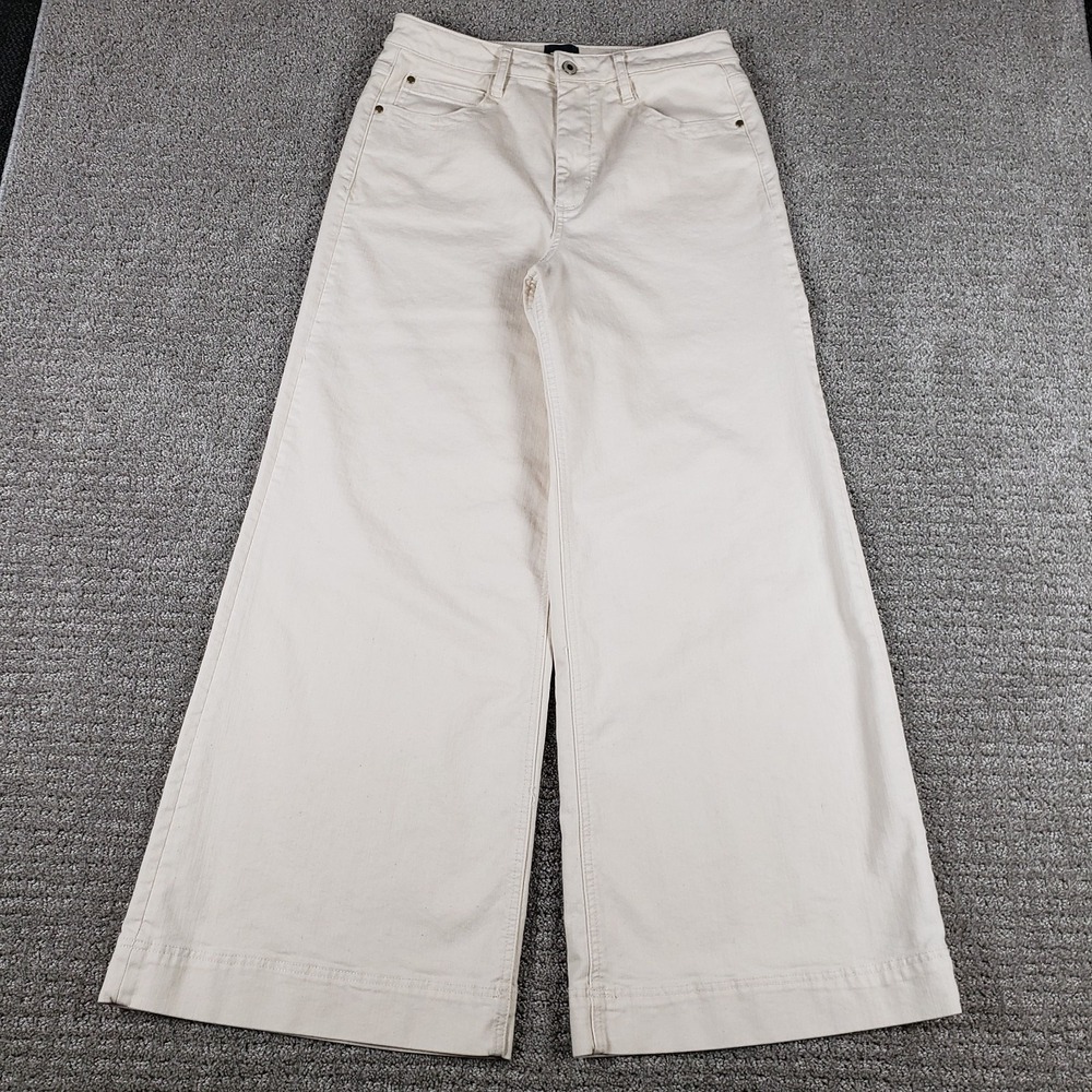 Maeve Anthropologie Jeans Womens 31 Cream High Rise Wide Leg Full Length 31x30